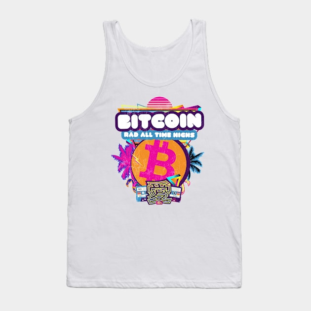 Bitcoin All Time Highs Retrowave 80s Cassette Tapes Trader Tank Top by MapYourWorld